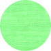 Round Solid Emerald Green Modern Rug, abs136emgrn