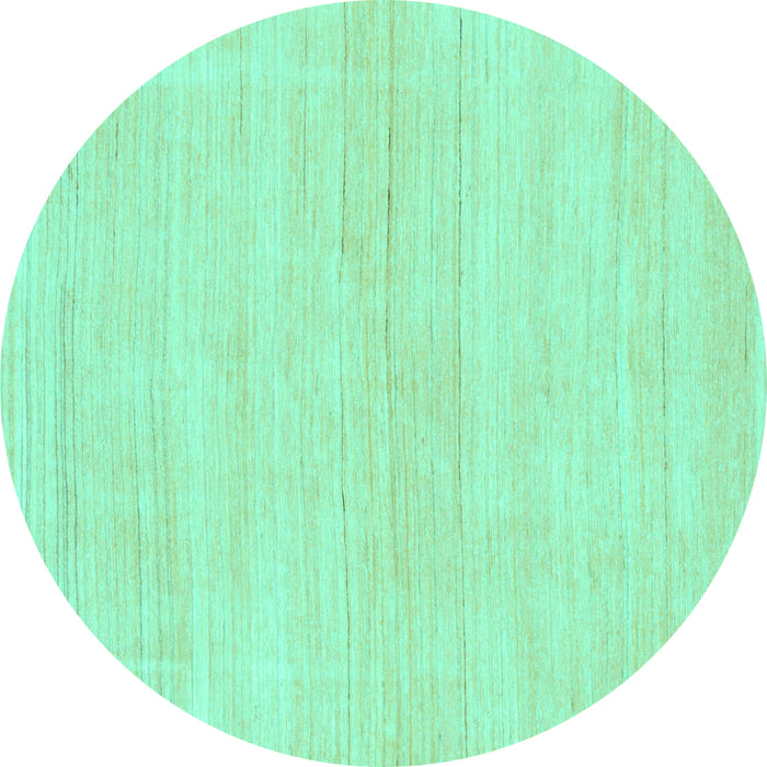 Round Machine Washable Solid Turquoise Modern Area Rugs, wshabs136turq