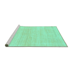 Sideview of Machine Washable Solid Turquoise Modern Area Rugs, wshabs136turq