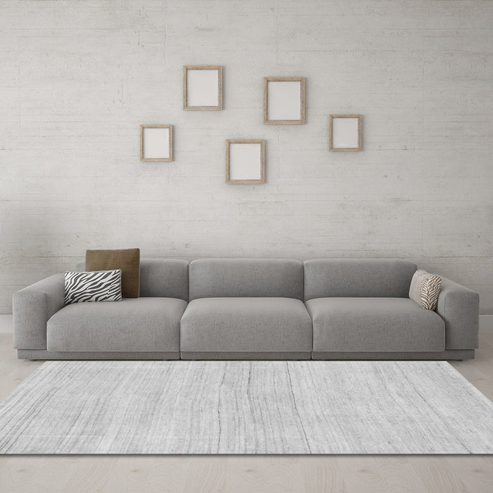 Machine Washable Solid Gray Modern Rug in a Living Room,, wshabs136gry