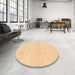 Round Machine Washable Abstract Yellow Rug in a Office, wshabs136