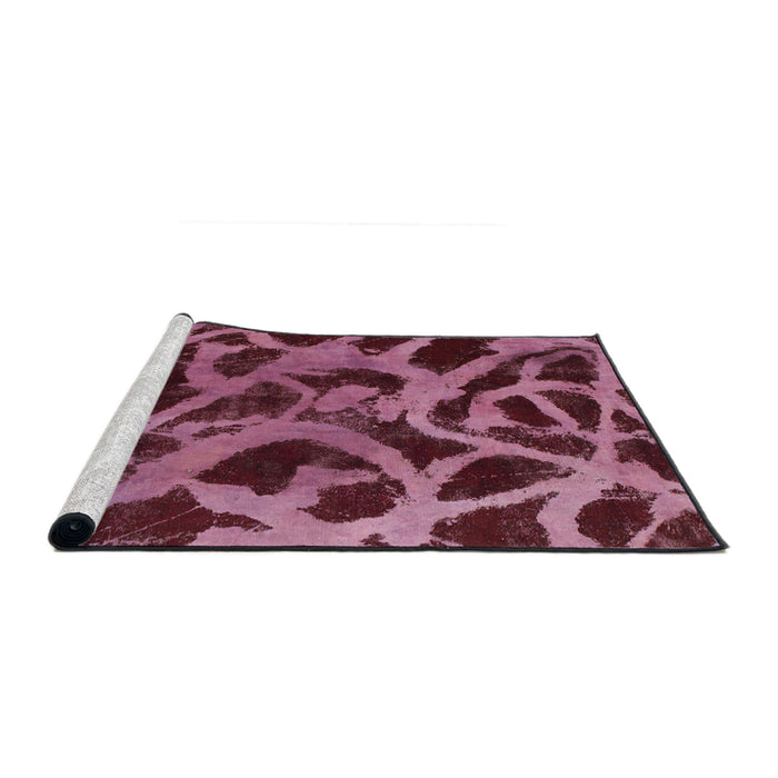 Sideview of Machine Washable Abstract Vermilion Red Rug, wshabs1370