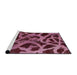 Sideview of Machine Washable Abstract Vermilion Red Rug, wshabs1370