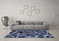 Machine Washable Abstract Light Blue Modern Rug, wshabs1370lblu