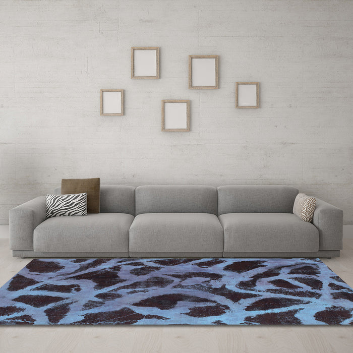 Machine Washable Abstract Light Blue Modern Rug in a Living Room, wshabs1370lblu