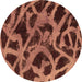 Round Abstract Brown Modern Rug, abs1370brn