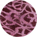 Round Machine Washable Abstract Vermilion Red Rug, wshabs1370