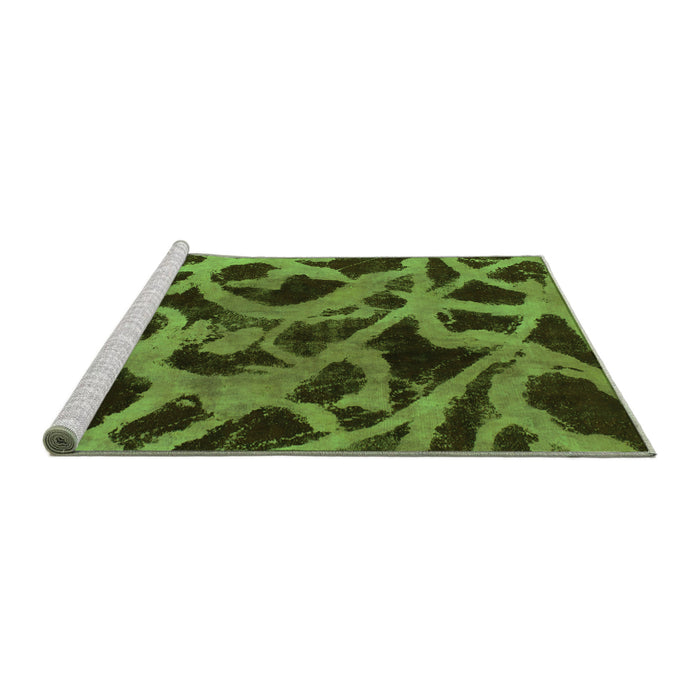 Sideview of Machine Washable Abstract Green Modern Area Rugs, wshabs1370grn