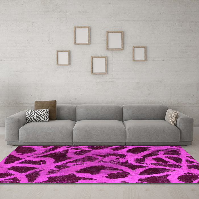 Machine Washable Abstract Pink Modern Rug in a Living Room, wshabs1370pnk