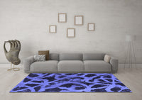 Machine Washable Abstract Blue Modern Rug, wshabs1370blu