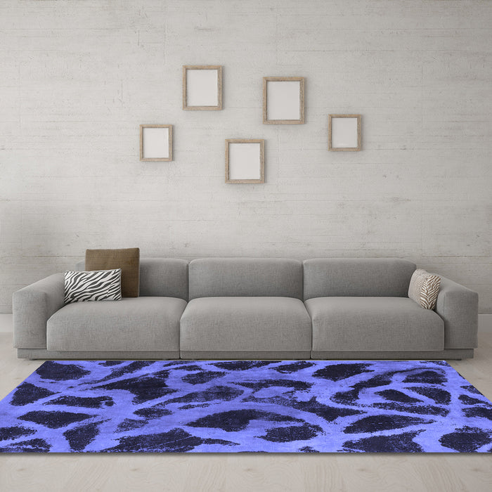 Machine Washable Abstract Blue Modern Rug in a Living Room, wshabs1370blu