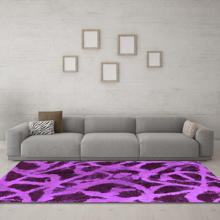 Machine Washable Abstract Purple Modern Area Rugs in a Living Room, wshabs1370pur
