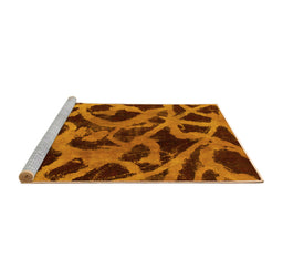 Sideview of Machine Washable Abstract Yellow Modern Rug, wshabs1370yw