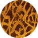 Round Abstract Yellow Modern Rug, abs1370yw