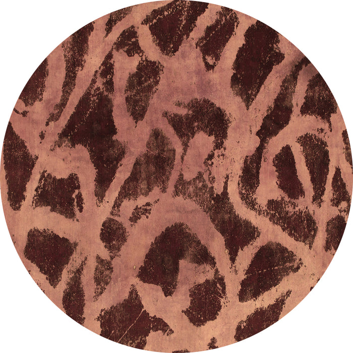 Round Machine Washable Abstract Brown Modern Rug, wshabs1370brn