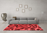 Machine Washable Abstract Red Modern Rug, wshabs1370red