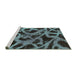 Sideview of Machine Washable Abstract Turquoise Modern Area Rugs, wshabs1370turq