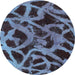 Round Abstract Light Blue Modern Rug, abs1370lblu