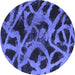 Round Abstract Blue Modern Rug, abs1370blu