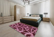 Machine Washable Abstract Vermilion Red Rug in a Bedroom, wshabs1370