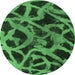 Round Abstract Emerald Green Modern Rug, abs1370emgrn