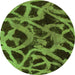 Round Abstract Green Modern Rug, abs1370grn