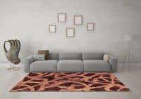 Machine Washable Abstract Brown Modern Rug, wshabs1370brn