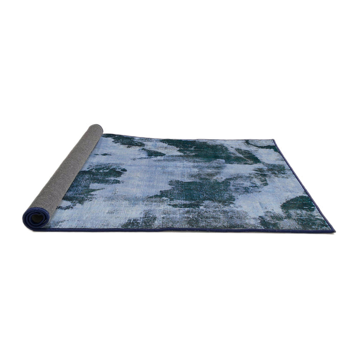 Sideview of Abstract Denim Blue Modern Rug, abs1371