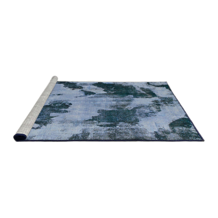 Sideview of Machine Washable Abstract Denim Blue Rug, wshabs1371