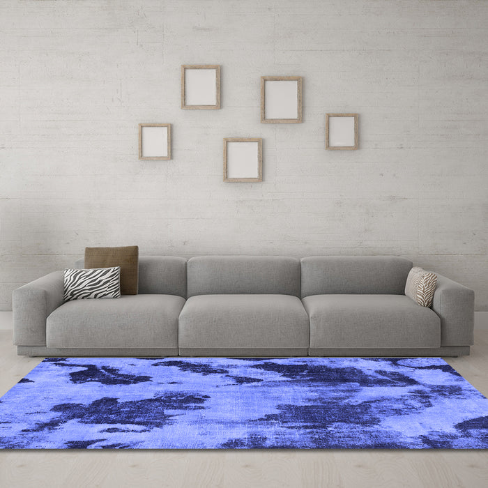Machine Washable Abstract Blue Modern Rug in a Living Room, wshabs1371blu