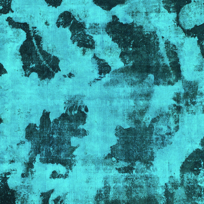 Square Machine Washable Abstract Turquoise Modern Area Rugs, wshabs1371turq