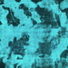 Square Machine Washable Abstract Turquoise Modern Area Rugs, wshabs1371turq
