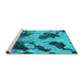 Sideview of Machine Washable Abstract Turquoise Modern Area Rugs, wshabs1371turq