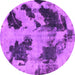 Round Machine Washable Abstract Pink Modern Rug, wshabs1371pnk