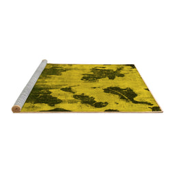 Sideview of Machine Washable Abstract Yellow Modern Rug, wshabs1371yw