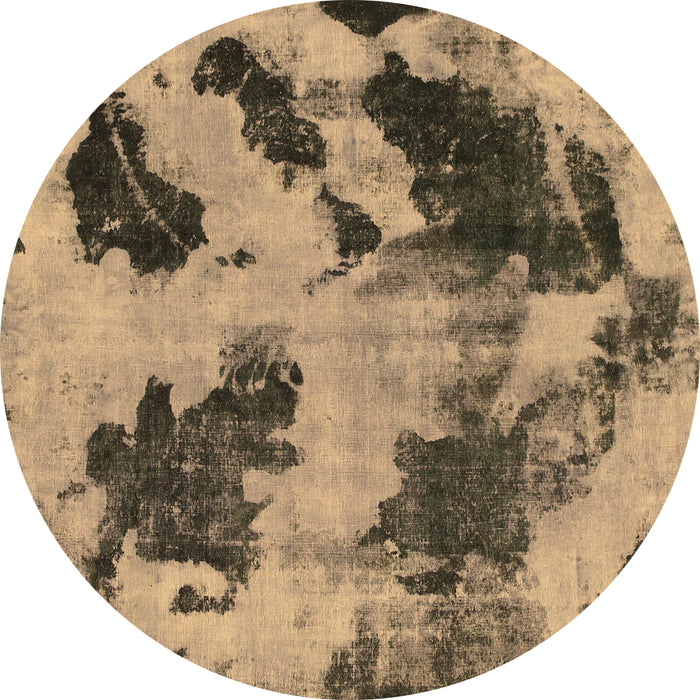 Round Abstract Brown Modern Rug, abs1371brn