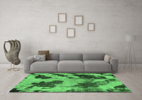 Machine Washable Abstract Emerald Green Modern Rug, wshabs1371emgrn