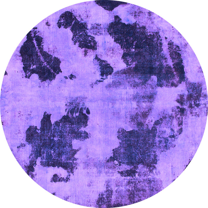 Round Machine Washable Abstract Purple Modern Area Rugs, wshabs1371pur