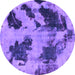 Round Machine Washable Abstract Purple Modern Area Rugs, wshabs1371pur