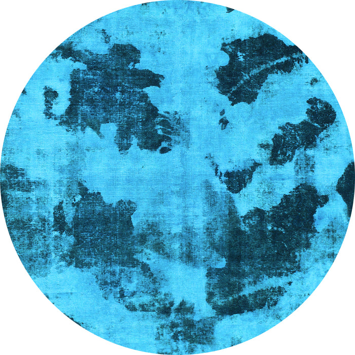 Round Machine Washable Abstract Light Blue Modern Rug, wshabs1371lblu