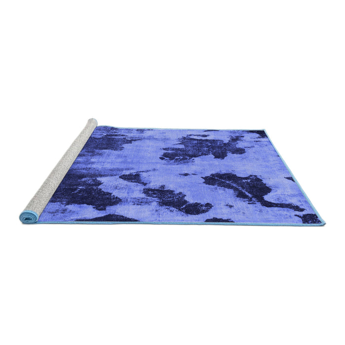 Sideview of Machine Washable Abstract Blue Modern Rug, wshabs1371blu