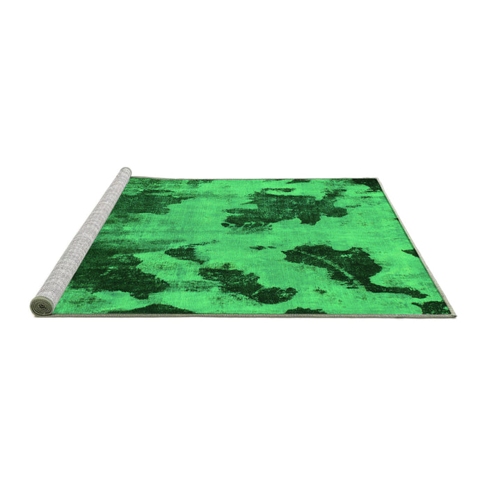 Sideview of Machine Washable Abstract Green Modern Area Rugs, wshabs1371grn