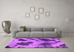 Machine Washable Abstract Pink Modern Rug in a Living Room, wshabs1371pnk
