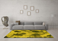 Machine Washable Abstract Yellow Modern Rug, wshabs1371yw