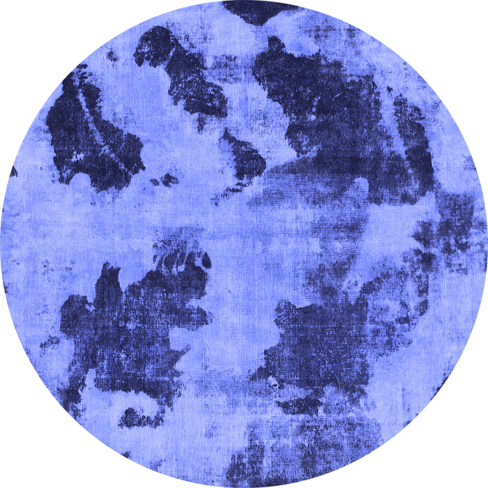 Round Machine Washable Abstract Blue Modern Rug, wshabs1371blu