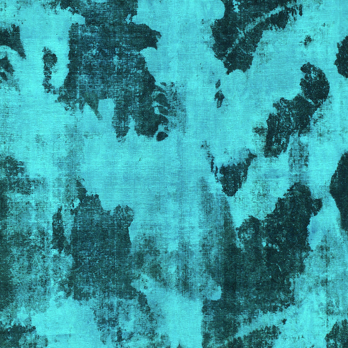 Machine Washable Abstract Turquoise Modern Area Rugs, wshabs1371turq