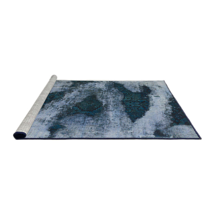 Sideview of Machine Washable Abstract Columbia Blue Rug, wshabs1372