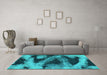 Machine Washable Abstract Turquoise Modern Area Rugs in a Living Room,, wshabs1372turq