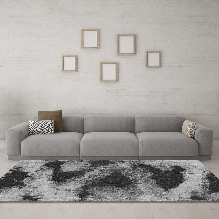 Machine Washable Abstract Gray Modern Rug in a Living Room,, wshabs1372gry