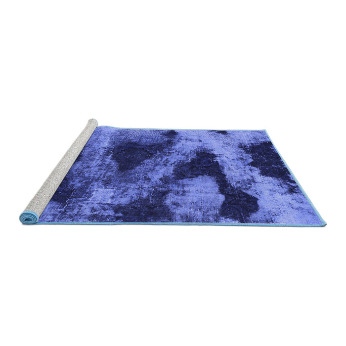 Sideview of Machine Washable Abstract Blue Modern Rug, wshabs1372blu